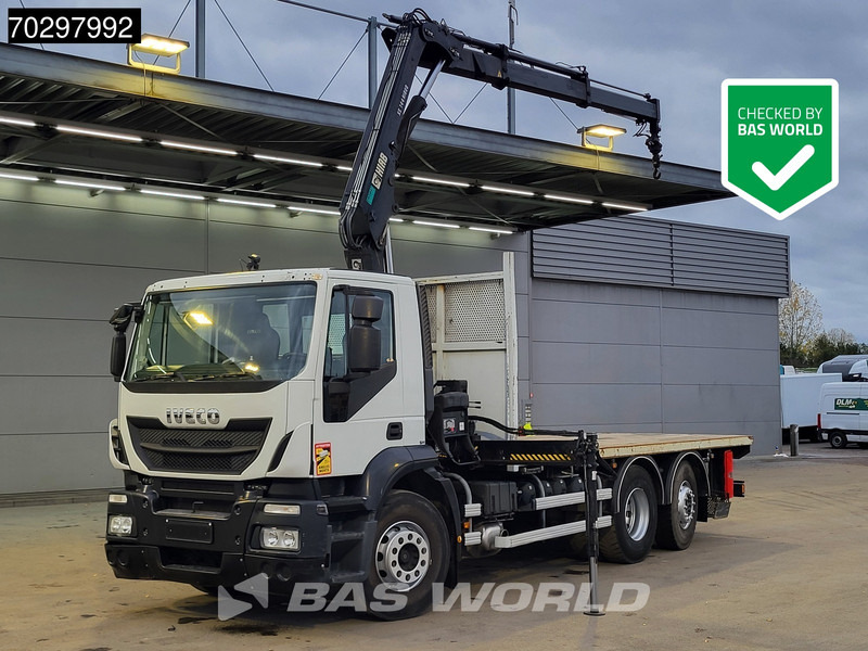 Iveco Stralis 310 Stralis 6X2 HIAB 144 BS-2 Crane Kran Lift+Steering-Axle Manual Euro 5 - Camion plateau, Camion grue: photos 1 Iveco Stralis 310 Stralis 6X2 HIAB 144 BS-2 Crane Kran Lift+Steering-Axle Manual Euro 5 - Camion plateau, Camion grue: photos 1