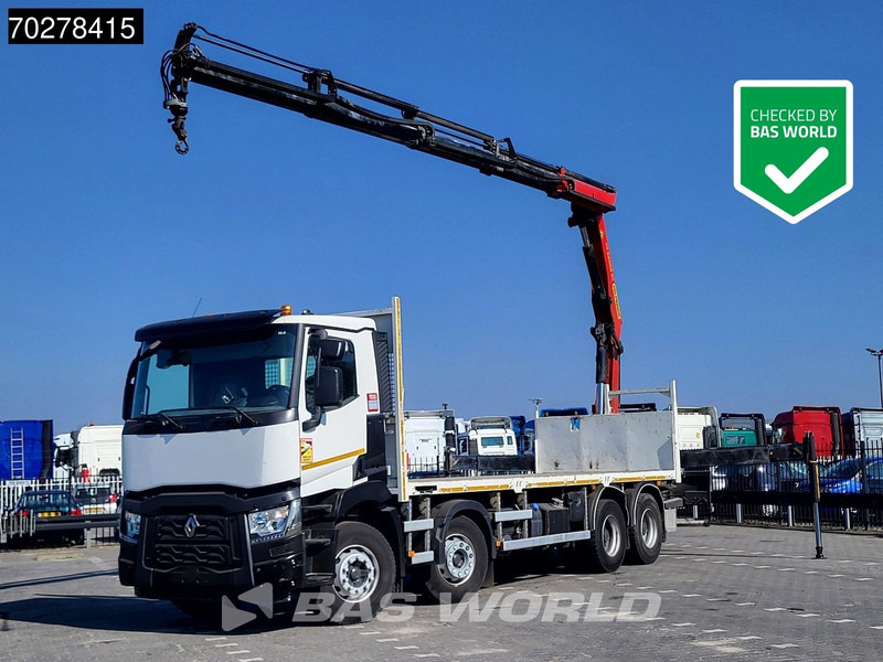 Renault C 430 8X4 Palfinger 22002 EH kran Crane Big-Axle steel suspension Euro 6 - Camion plateau, Camion grue: photos 1 Renault C 430 8X4 Palfinger 22002 EH kran Crane Big-Axle steel suspension Euro 6 - Camion plateau, Camion grue: photos 1