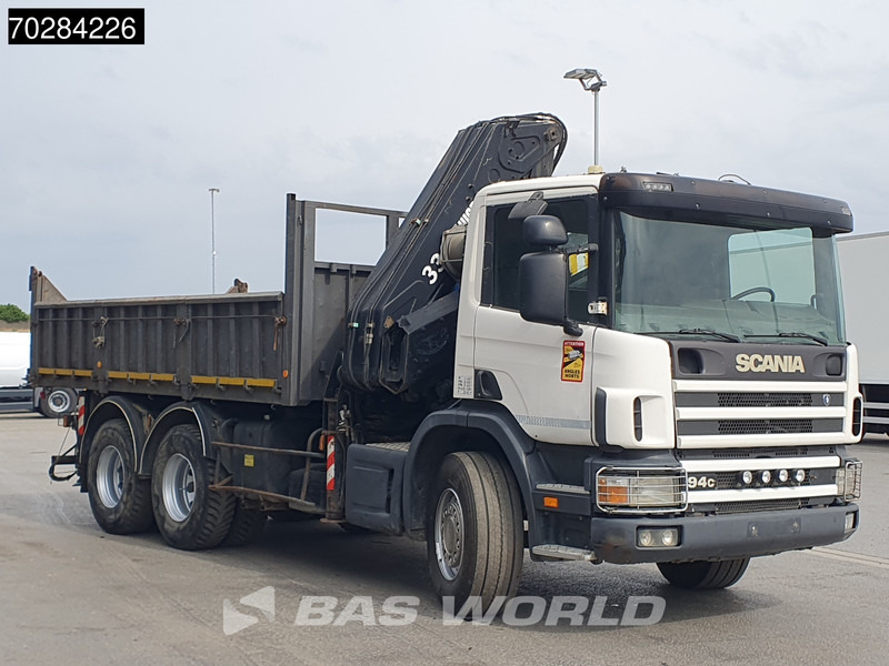 Camion benne, Camion grue Scania P94 6X4 Hiab 330-4 Kran Crane 9m3 tipper Manual Steelsuspension Euro 3: photos 12