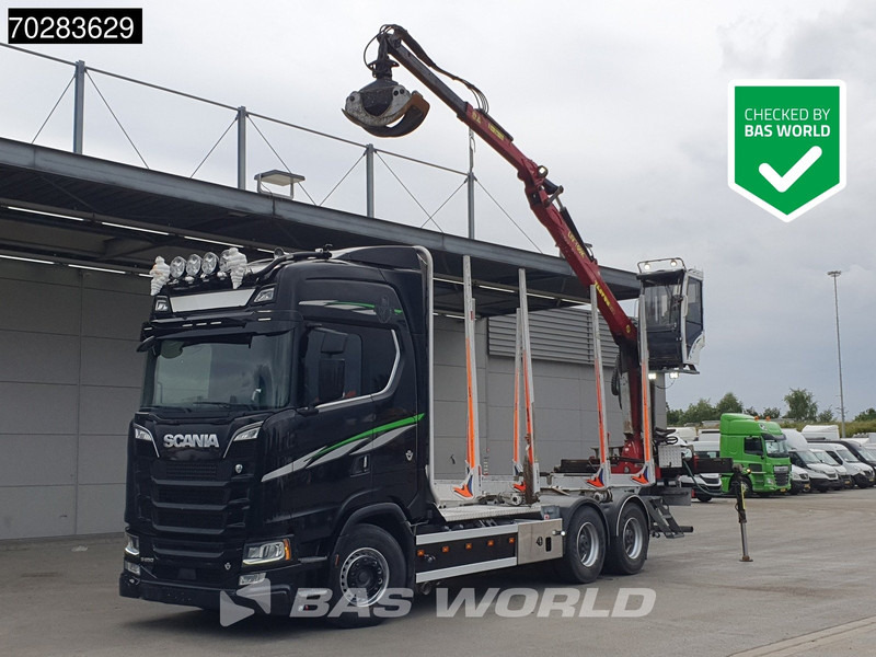 Scania S650 S 6X4 Tajfun LIV100K Kran Holztransport Retarder 3-Pedals Euro 6 - Camion grumier, Camion grue: photos 1 Scania S650 S 6X4 Tajfun LIV100K Kran Holztransport Retarder 3-Pedals Euro 6 - Camion grumier, Camion grue: photos 1