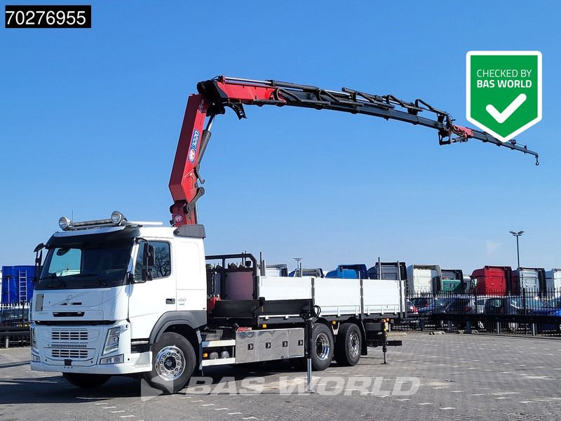 Volvo FM 450 6X2 HMF3220 K5 + Jib K5 Crane Kran Lift-Steering Axle VEB+ Automatic - Camion plateau, Camion grue: photos 1 Volvo FM 450 6X2 HMF3220 K5 + Jib K5 Crane Kran Lift-Steering Axle VEB+ Automatic - Camion plateau, Camion grue: photos 1