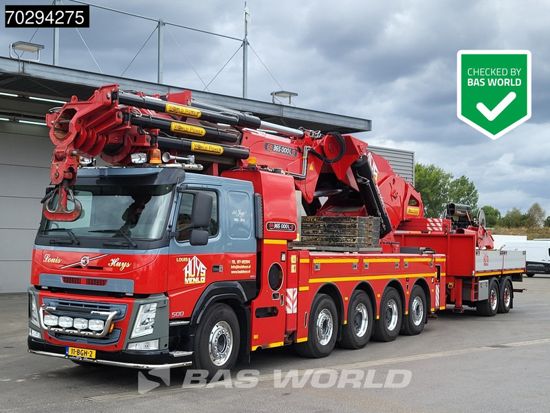 Volvo FM 500 FM 10X4 Erkin World Power ER 365000L8 Crane+Jib Lift+Steering-Axle Big-Axle Euro 6 - Camion plateau, Camion grue: photos 1 Volvo FM 500 FM 10X4 Erkin World Power ER 365000L8 Crane+Jib Lift+Steering-Axle Big-Axle Euro 6 - Camion plateau, Camion grue: photos 1