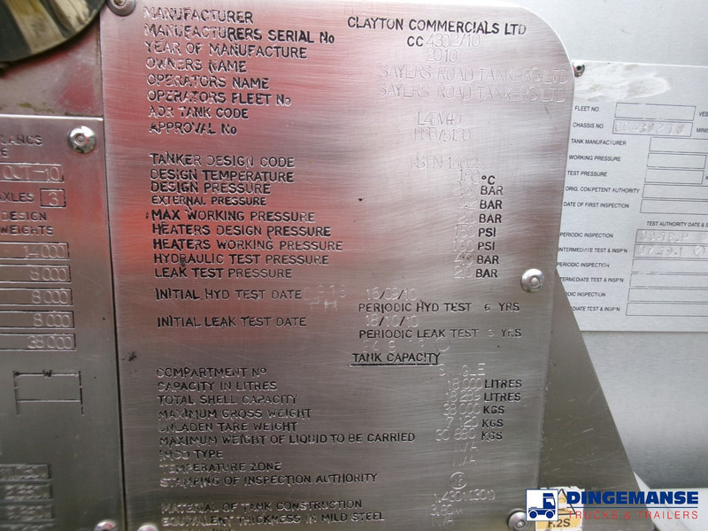 Clayton Chemical tank inox 18 m3 / 1 comp en leasing occasion Clayton Chemical tank inox 18 m3 / 1 comp: photos 19