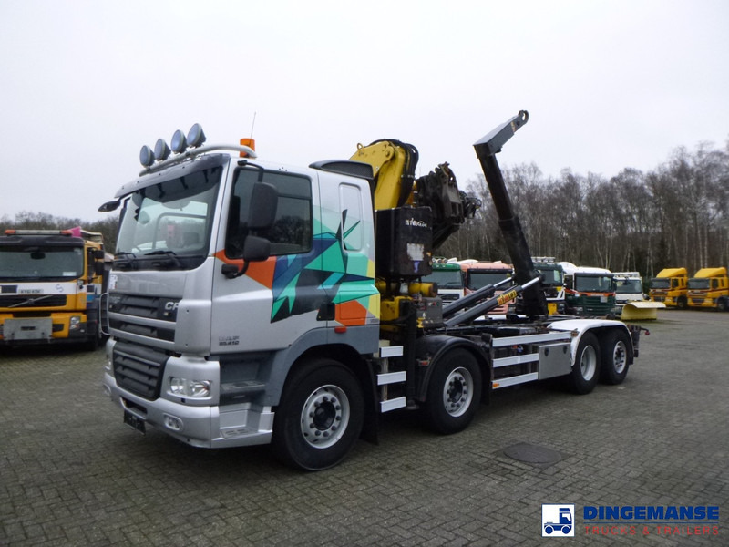DAF CF 85.410 8x2 Hyva container hook + crane - Camion grue: photos 1 DAF CF 85.410 8x2 Hyva container hook + crane - Camion grue: photos 1