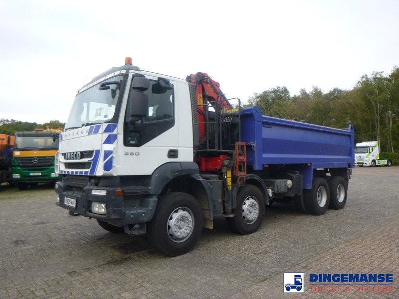 Camion grue Iveco AD340T36 8x4 RHD tipper + Palfinger E120 plus + grapple: photos 9