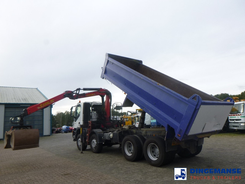Camion grue Iveco AD340T36 8x4 RHD tipper + Palfinger E120 plus + grapple: photos 7