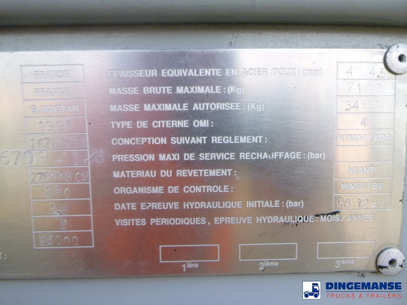 Semi-remorque citerne Magyar Bitumen tank inox 32 m3 / 1 comp: photos 20