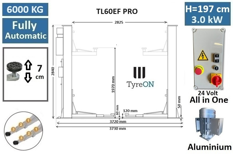 TL60EF PRO 2 post lift 6 Tonnes - Fully automatic with base reinforcement kit - Équipement de garage: photos 4 TL60EF PRO 2 post lift 6 Tonnes - Fully automatic with base reinforcement kit - Équipement de garage: photos 4