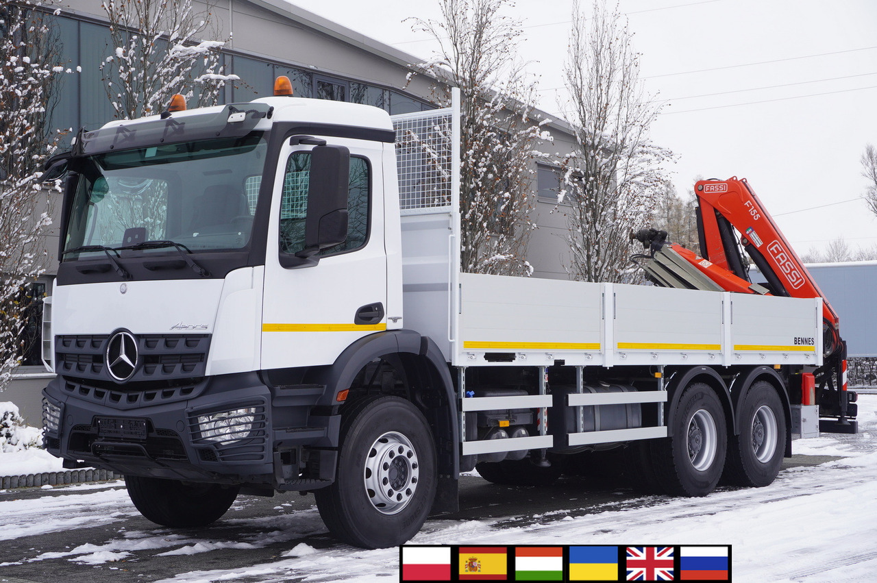 MERCEDES-BENZ Arocs 2633 flatbed truck / Crane FASSI F155A.0.23 / REMOTE CONTROL / 230,000 km - Camion plateau, Camion grue: photos 1 MERCEDES-BENZ Arocs 2633 flatbed truck / Crane FASSI F155A.0.23 / REMOTE CONTROL / 230,000 km - Camion plateau, Camion grue: photos 1