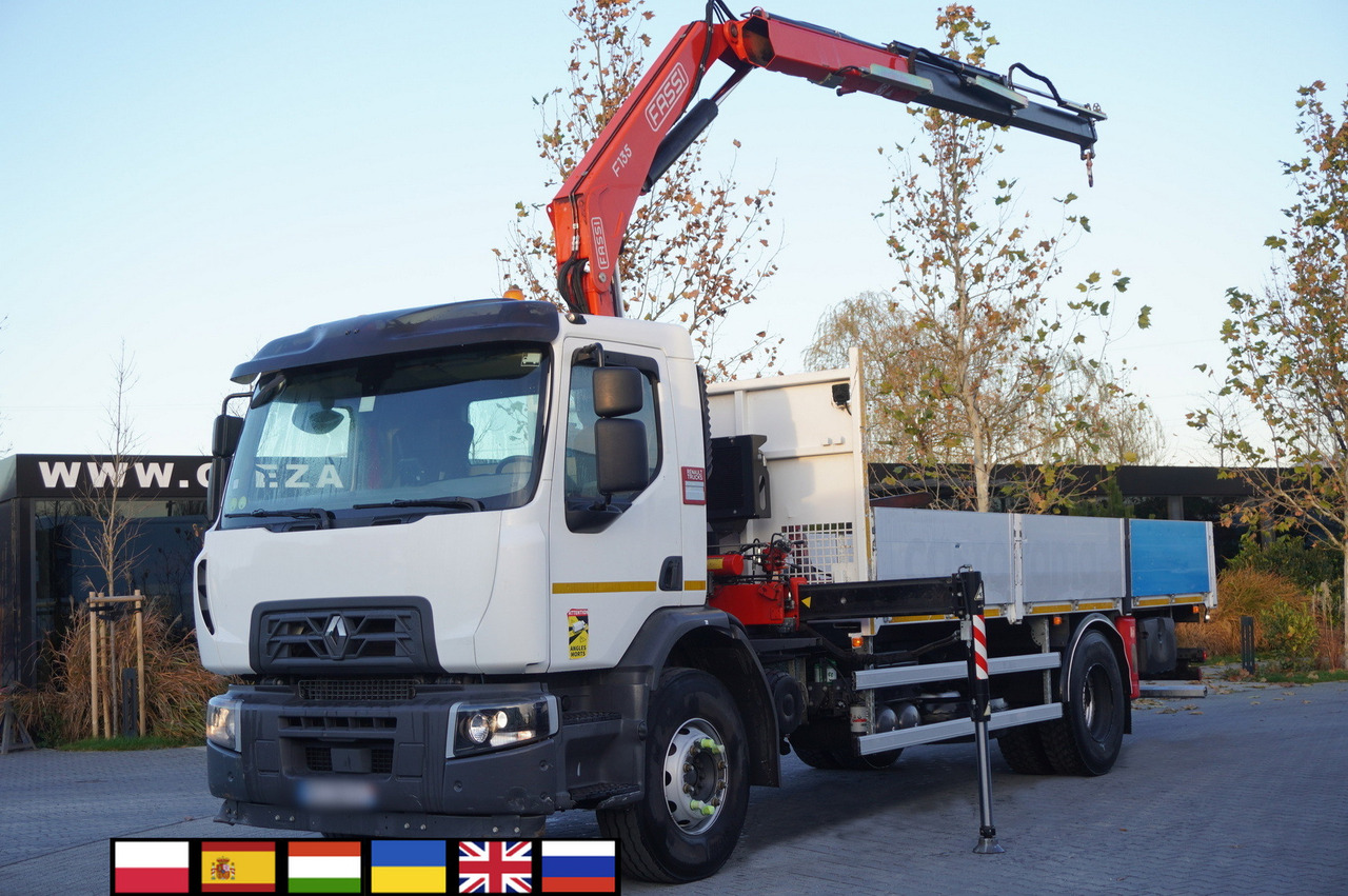 RENAULT C280 DTI 8 / FASSI crane 5.6 T / range 8 m / Flatbed 15 EPAL - Camion plateau, Camion grue: photos 1 RENAULT C280 DTI 8 / FASSI crane 5.6 T / range 8 m / Flatbed 15 EPAL - Camion plateau, Camion grue: photos 1