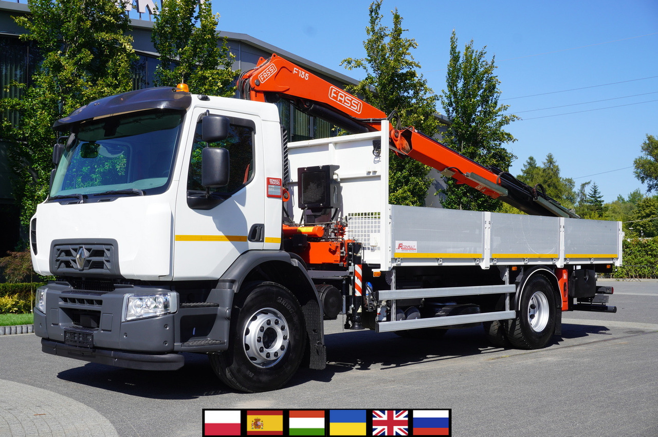 RENAULT C280 DTI 8 / FASSI crane 5.6 T / range 8 m / Flatbed 15 EPAL - Camion grue: photos 1 RENAULT C280 DTI 8 / FASSI crane 5.6 T / range 8 m / Flatbed 15 EPAL - Camion grue: photos 1
