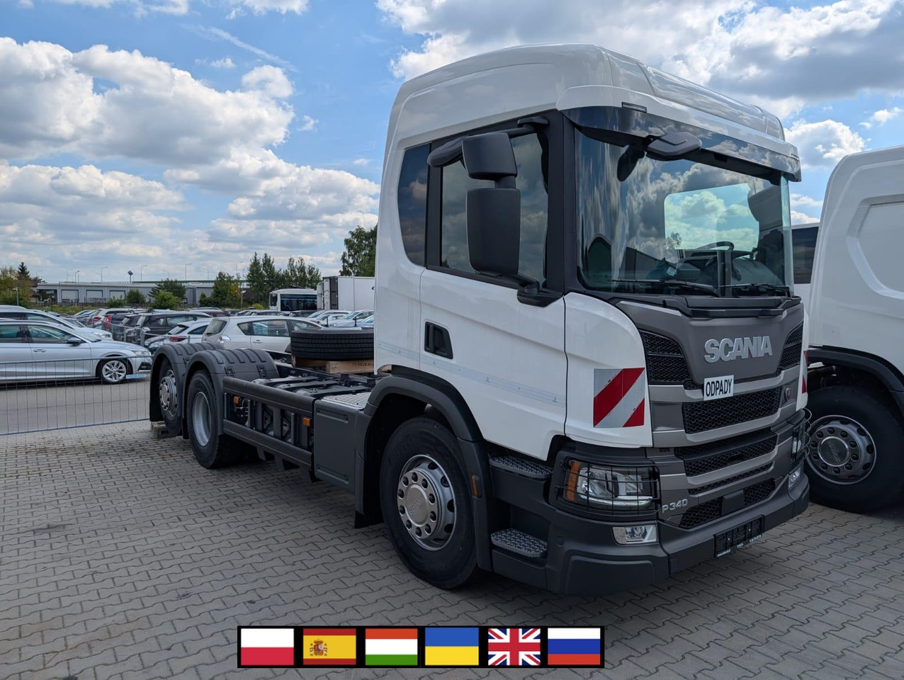 SCANIA P 340 B6x2*4NA / chassis frame / steering axle / CNG / large cab / 8 units - Benne à ordures ménagères: photos 1 SCANIA P 340 B6x2*4NA / chassis frame / steering axle / CNG / large cab / 8 units - Benne à ordures ménagères: photos 1
