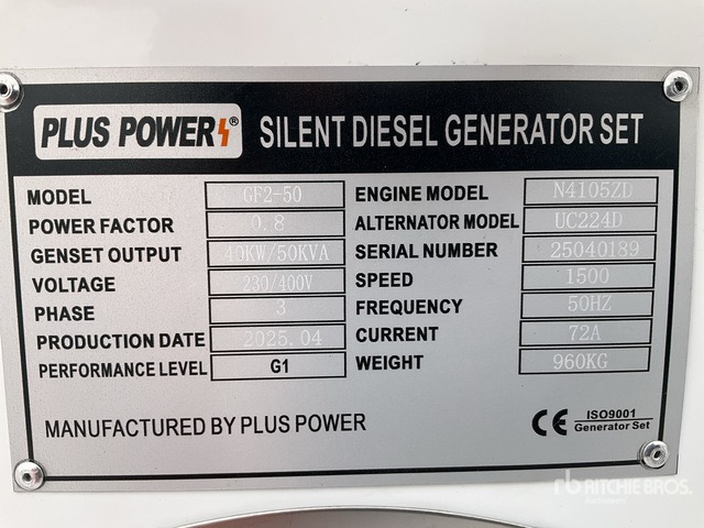2025 Plus Power GF2-50 50 kVA (Unused) Generator Set - Groupe électrogène: photos 2 2025 Plus Power GF2-50 50 kVA (Unused) Generator Set - Groupe électrogène: photos 2
