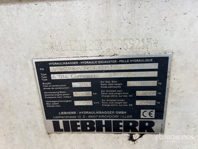 2013 Liebherr A 914 Compact Pelle Sur Pneus Wheel Excavator - Pelle sur pneus: photos 2 2013 Liebherr A 914 Compact Pelle Sur Pneus Wheel Excavator - Pelle sur pneus: photos 2