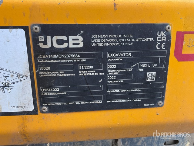 2022 JCB 140XLCSV Tracked Excavator - Pelle sur chenille: photos 2 2022 JCB 140XLCSV Tracked Excavator - Pelle sur chenille: photos 2