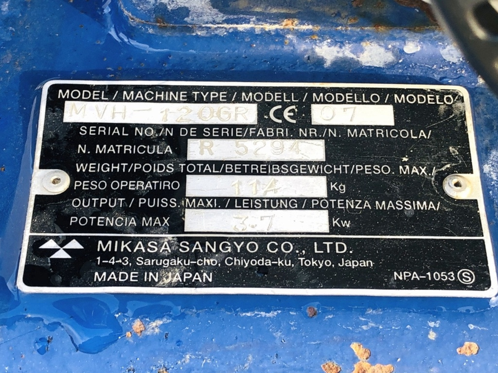 Diverses MIKASA MVH 120 GR (3932) - Plaque vibrante: photos 3 Diverses MIKASA MVH 120 GR (3932) - Plaque vibrante: photos 3