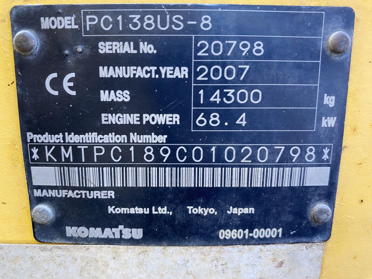 Pelle sur chenille Komatsu PC138US-8: photos 10