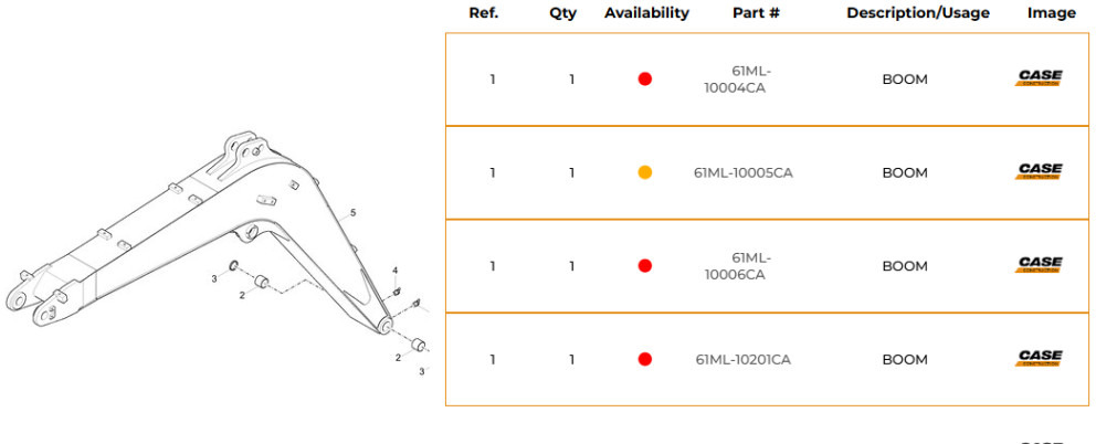 Case 61ML-10005CA - 61ML-10013CA - Flèche pour Engins de chantier: photos 1 Case 61ML-10005CA - 61ML-10013CA - Flèche pour Engins de chantier: photos 1