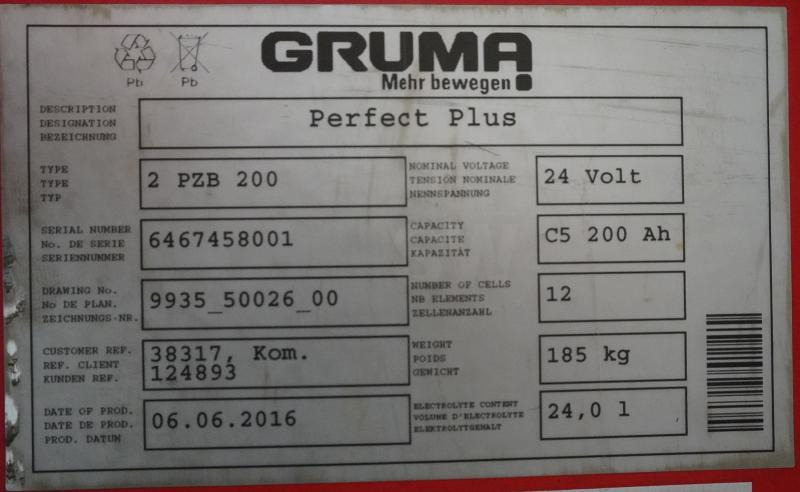 GRUMA 24 Volt 2 PzB 200 Ah - Accumulateur: photos 5 GRUMA 24 Volt 2 PzB 200 Ah - Accumulateur: photos 5