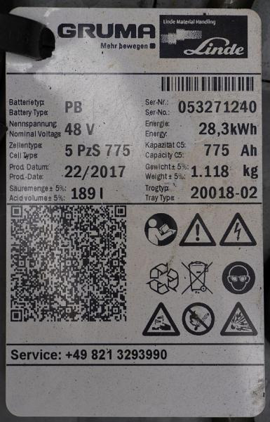 GRUMA 48 Volt 5 PzS 775 Ah - Accumulateur: photos 5 GRUMA 48 Volt 5 PzS 775 Ah - Accumulateur: photos 5