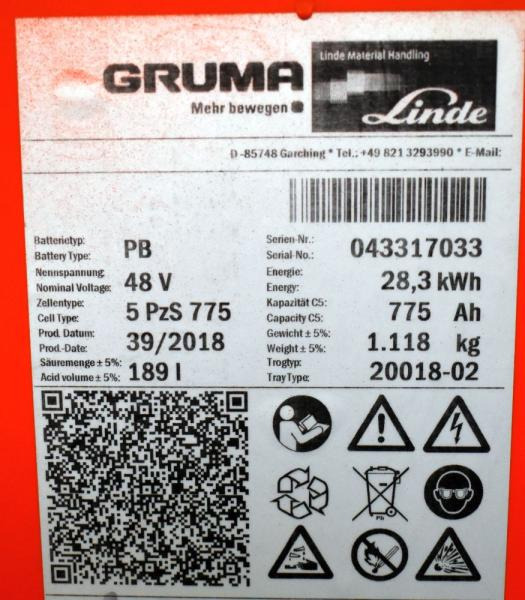 GRUMA 48 Volt 5 PzS 775 Ah - Accumulateur: photos 5 GRUMA 48 Volt 5 PzS 775 Ah - Accumulateur: photos 5