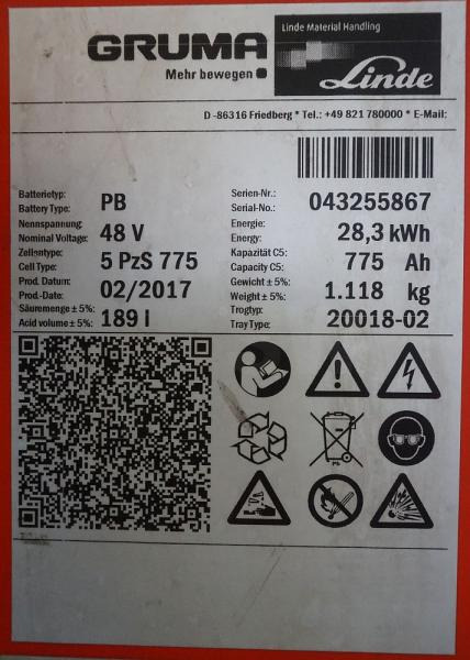 GRUMA 48 Volt 5 PzS 775 Ah - Accumulateur: photos 5 GRUMA 48 Volt 5 PzS 775 Ah - Accumulateur: photos 5