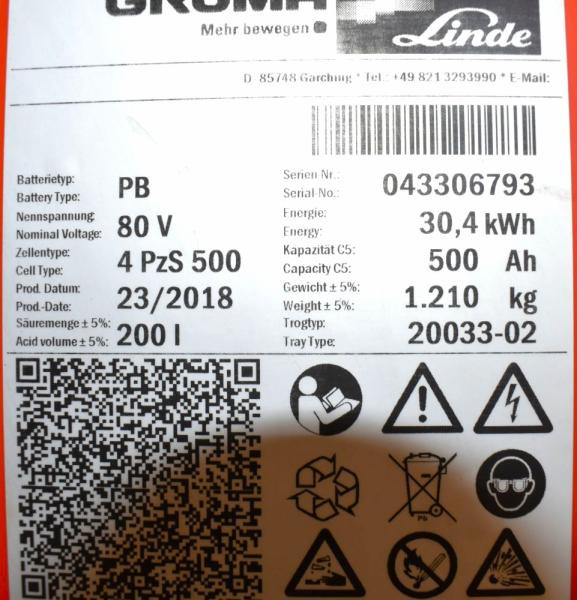 GRUMA 80 Volt 4 PzS 500 Ah - Accumulateur: photos 5 GRUMA 80 Volt 4 PzS 500 Ah - Accumulateur: photos 5
