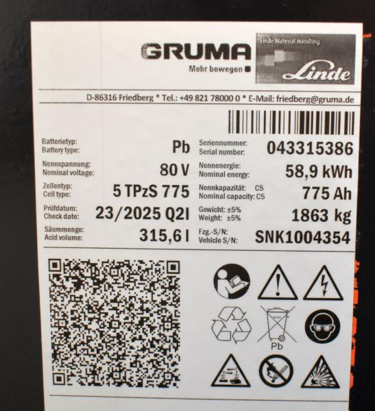 GRUMA 80 Volt 5 PzS 775 Ah - Accumulateur: photos 5 GRUMA 80 Volt 5 PzS 775 Ah - Accumulateur: photos 5