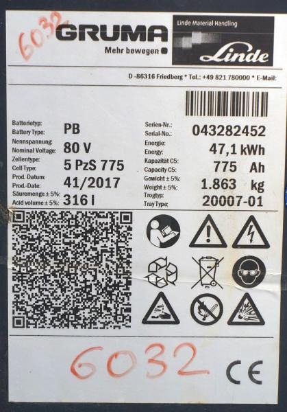 GRUMA 80 Volt 5 PzS 775 Ah - Accumulateur: photos 5 GRUMA 80 Volt 5 PzS 775 Ah - Accumulateur: photos 5