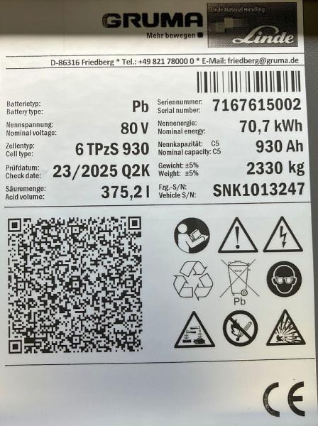 GRUMA 80 Volt 6 PzS 930 Ah - Accumulateur: photos 5 GRUMA 80 Volt 6 PzS 930 Ah - Accumulateur: photos 5