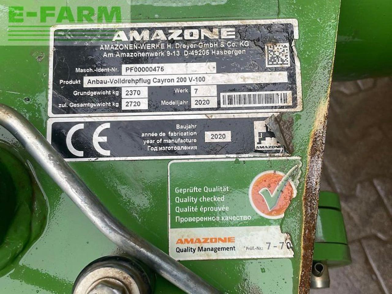 Amazone cayron 200 v - Charrue: photos 3 Amazone cayron 200 v - Charrue: photos 3