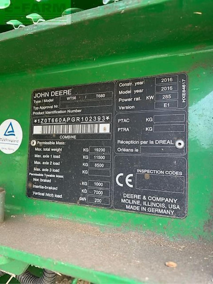 Moissonneuse-batteuse John Deere t660: photos 18