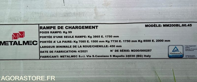 RAMPES DE CHARGEMENT 8,5 T - Matériel de manutention: photos 4 RAMPES DE CHARGEMENT 8,5 T - Matériel de manutention: photos 4