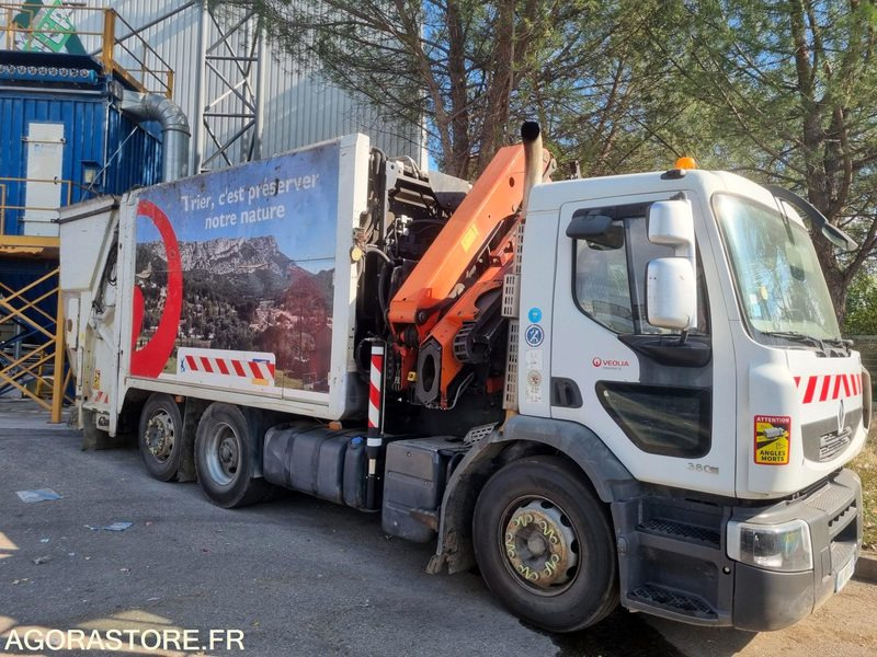 PORTEUR RENAULT 26t BOM GRUE de 2010 - 348000 km (r30074) - Benne à ordures ménagères, Camion grue: photos 1 PORTEUR RENAULT 26t BOM GRUE de 2010 - 348000 km (r30074) - Benne à ordures ménagères, Camion grue: photos 1