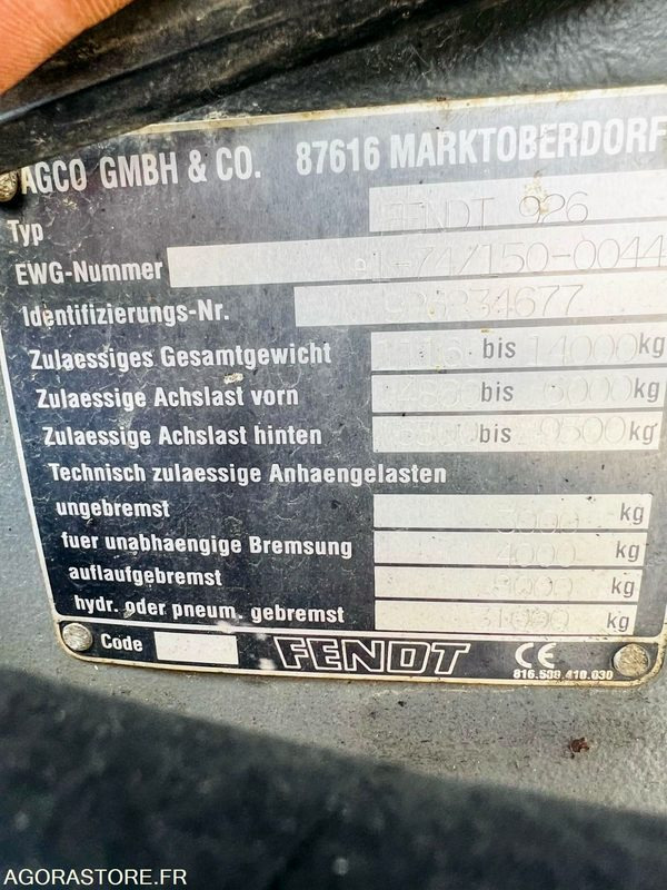 Tracteur Fendt Favorit 926 Vario - 9437 heures - 2003 - Tracteur agricole: photos 3 Tracteur Fendt Favorit 926 Vario - 9437 heures - 2003 - Tracteur agricole: photos 3