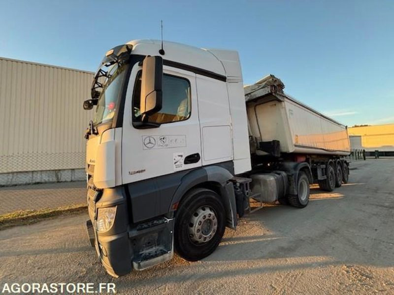 TRACTEUR 4X2 MERCEDES ACTROS 1845 2018 385 000 KM + BENNE ALUMINIUM SHMITZ 2016 - Tracteur routier: photos 1 TRACTEUR 4X2 MERCEDES ACTROS 1845 2018 385 000 KM + BENNE ALUMINIUM SHMITZ 2016 - Tracteur routier: photos 1