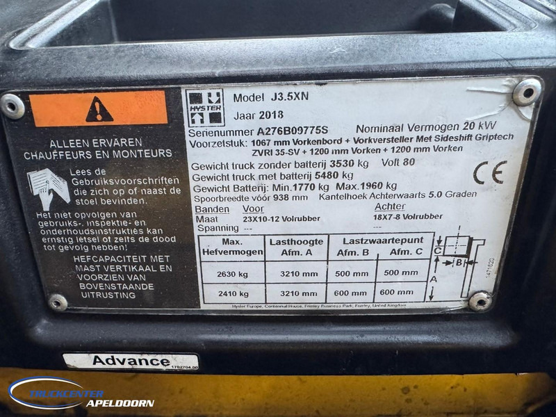 Hyster J3.5XN Sideshift, Vorkverstelling en leasing occasion Hyster J3.5XN Sideshift, Vorkverstelling: photos 9