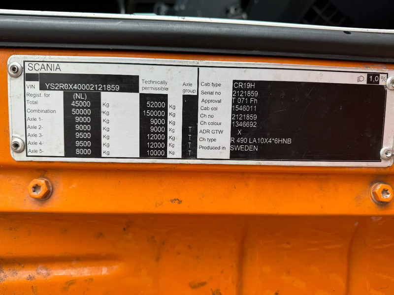 Scania R490 10X4, EURO 6, TUV TILL 27-06-2026 en leasing occasion Scania R490 10X4, EURO 6, TUV TILL 27-06-2026: photos 20 Scania R490 10X4, EURO 6, TUV TILL 27-06-2026 en leasing occasion Scania R490 10X4, EURO 6, TUV TILL 27-06-2026: photos 20