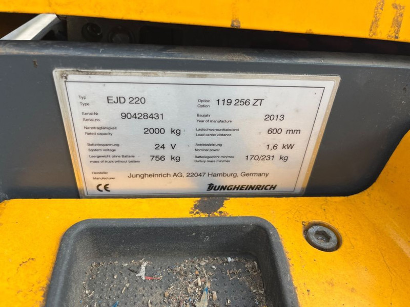Transpalette Jungheinrich EJD220 2000kg staplelaar heftruck 280cm hoog initiaal heffing 2013 ACCU2016: photos 7