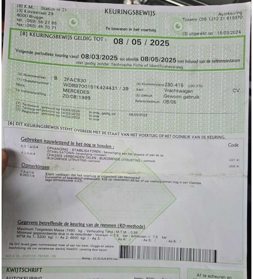 Camion 1999 MERCEDES-BENZ ATEGO TOWING VEHICLE / CAR TRANSPORTER: photos 16