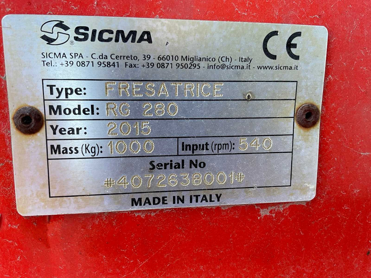 Rotavator Sicma Fresatrice RG280: photos 14
