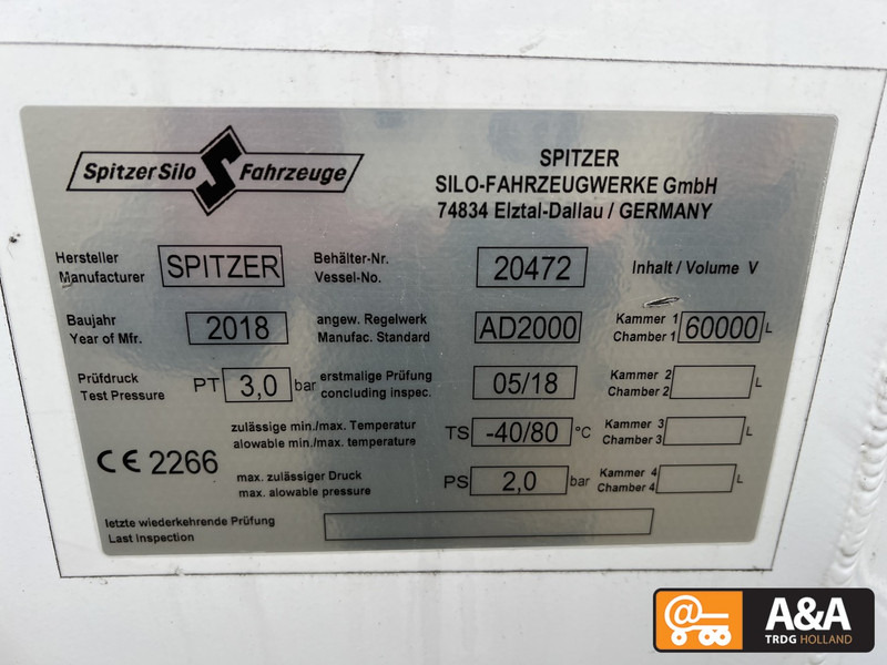 Semi-remorque citerne SPITZER SK 2760 CAL 60 CUB, 24 VOLT HYDRAULIC, VIBRATOR: photos 10