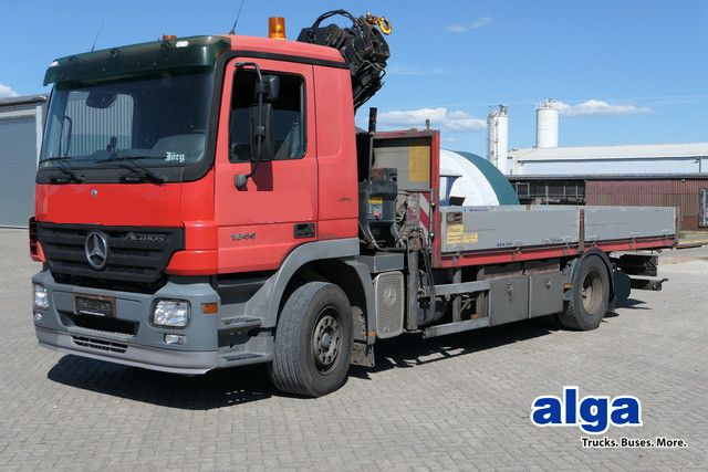 Mercedes-Benz 1844 L Actros 4x2, Hiab 144E-3, Funk, Voll-Luft - Camion plateau, Camion grue: photos 1 Mercedes-Benz 1844 L Actros 4x2, Hiab 144E-3, Funk, Voll-Luft - Camion plateau, Camion grue: photos 1