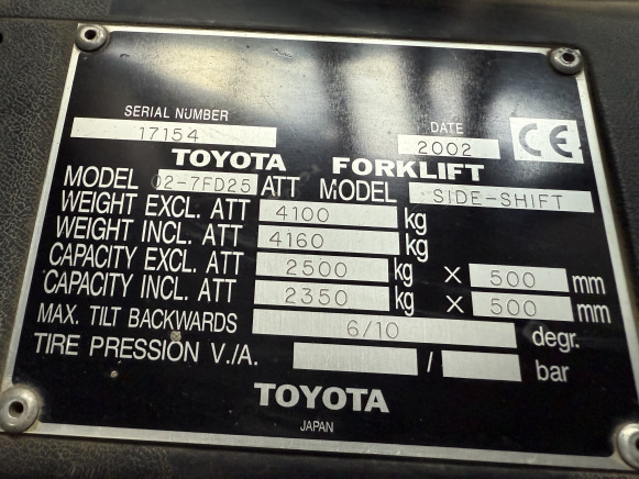 Chariot élévateur frontal électrique TOYOTA 02-7FD25 - Chariot élévateur électrique: photos 3 Chariot élévateur frontal électrique TOYOTA 02-7FD25 - Chariot élévateur électrique: photos 3