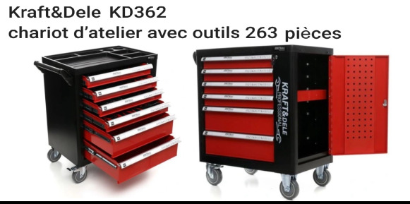 Servante d'atelier professionnelle avec 263 outils KRAFT&DELE KD362 - Matériel de magasinage: photos 1 Servante d'atelier professionnelle avec 263 outils KRAFT&DELE KD362 - Matériel de magasinage: photos 1