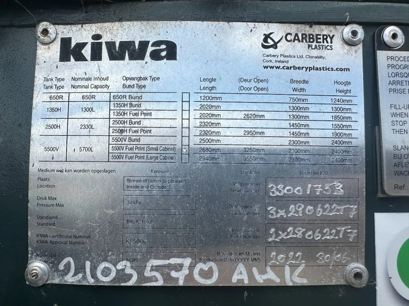 Carbery Kiwa dubbelwandig met mangat Dieseltank 5700 liter met 230 V pompset New ! Overstock - Conteneur maritime: photos 4 Carbery Kiwa dubbelwandig met mangat Dieseltank 5700 liter met 230 V pompset New ! Overstock - Conteneur maritime: photos 4