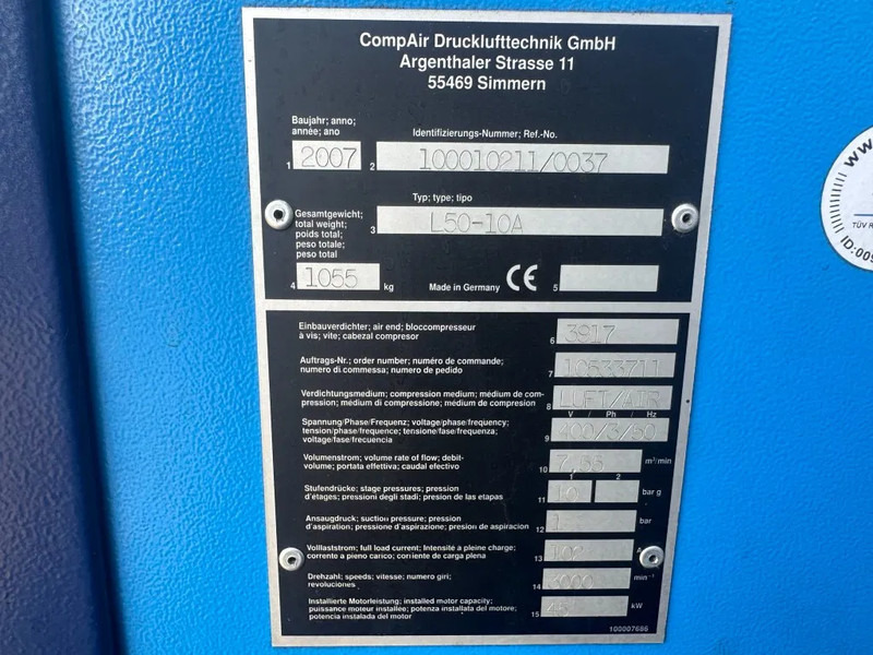 Compair L50 - 10A 45 kW 7.55 m3 / min 10 Bar Elektrische Schroefcompressor - Compresseur d'air: photos 2 Compair L50 - 10A 45 kW 7.55 m3 / min 10 Bar Elektrische Schroefcompressor - Compresseur d'air: photos 2