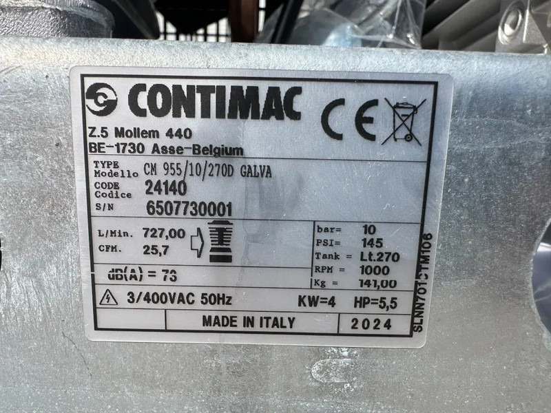 Contimac CM 955 / 10 / 270D Galva 4 kW 950 L / min 10 Bar Zuigercompressor Agri Gegalvaniseerd - Compresseur d'air: photos 3 Contimac CM 955 / 10 / 270D Galva 4 kW 950 L / min 10 Bar Zuigercompressor Agri Gegalvaniseerd - Compresseur d'air: photos 3