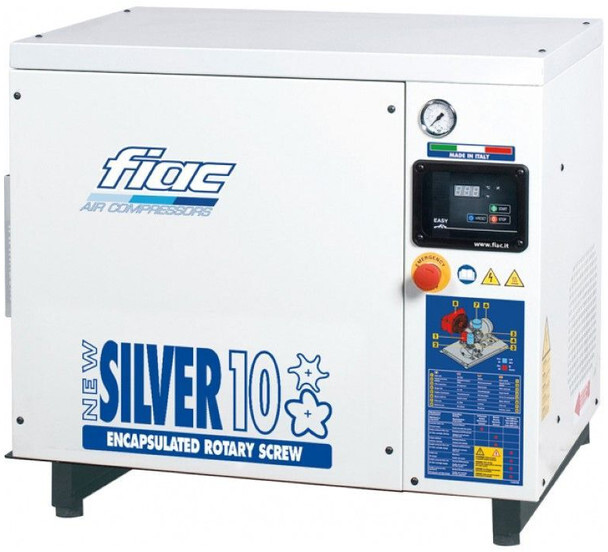 Fiac New Silver 10 Silent 7.5 kW 860 L / min 10 bar Elektrische Schroefcompressor - Compresseur d'air: photos 1 Fiac New Silver 10 Silent 7.5 kW 860 L / min 10 bar Elektrische Schroefcompressor - Compresseur d'air: photos 1
