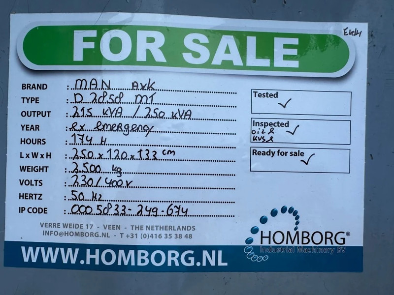 Groupe électrogène MAN D 2858 MT AvK 250 kVA Noodstroom generatorset ex Emergency: photos 16 Groupe électrogène MAN D 2858 MT AvK 250 kVA Noodstroom generatorset ex Emergency: photos 16